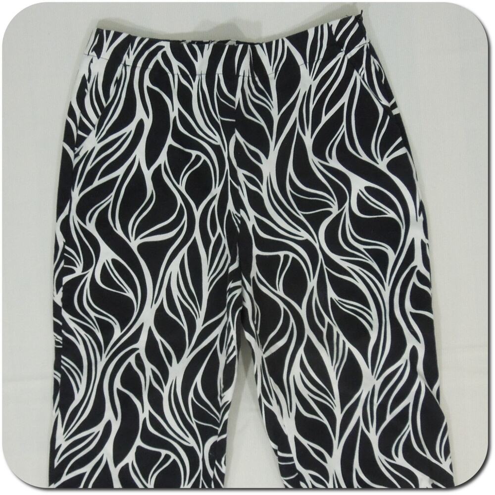 TALBOTS Ankle Pants 8 Womens Stretch Black White Two Pockets